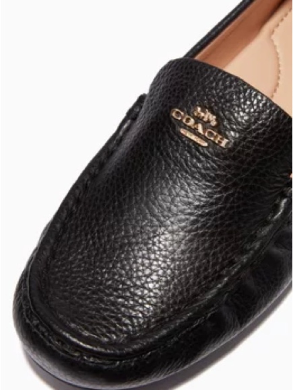 COACH ~ NWOT Black Pebbled Leather Slip-On Loafers with Classic Gold Logo - Picture 2 of 8